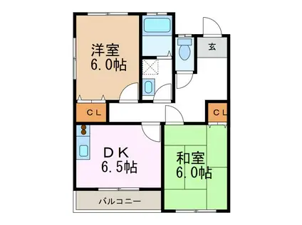 パレスモモセB(2DK/1階)の間取り写真