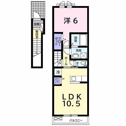 ラフレシール ガーデン(1LDK/2階)の間取り写真