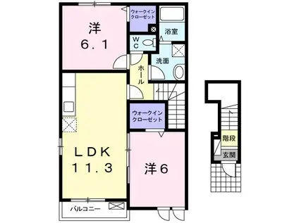 フォーレストガーデンA(2LDK/2階)の間取り写真