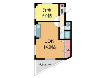 ハイツ後藤(1LDK/3階)の間取り写真