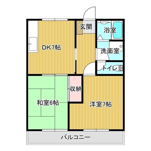 グリーンヒルA(2DK/2階)の間取り写真