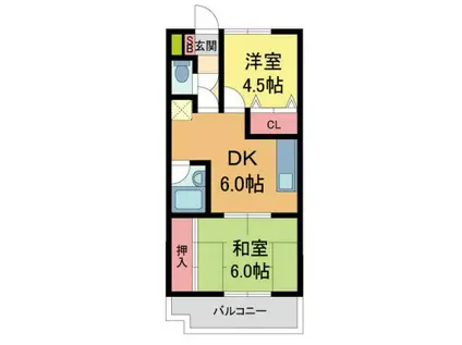 フローレンス西宮I(2DK/1階)の間取り写真