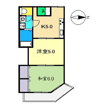 セレクションジュン(2DK/2階)の間取り写真