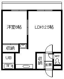 ビーナス新富(1LDK/2階)の間取り写真