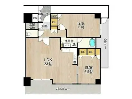 PHOENIX日本橋高津(2LDK/11階)の間取り写真