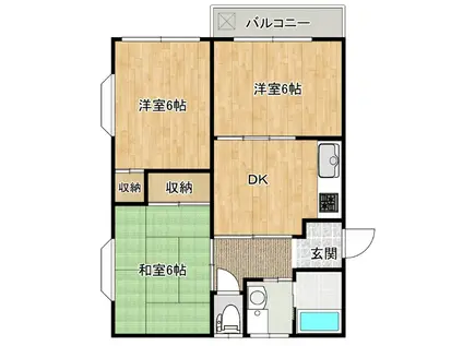 コーポとみなが(3DK/3階)の間取り写真