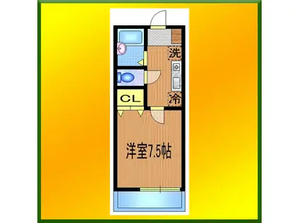 ドミールB(1K/1階)の間取り写真