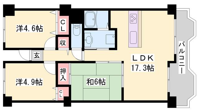 シャトー ブランシェ(3LDK/11階)の間取り写真