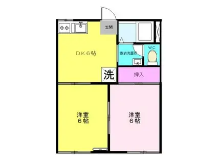 コーポラス仲島(2DK/2階)の間取り写真