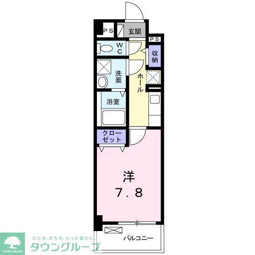 グリーンウエスト I(1K/2階)の間取り写真