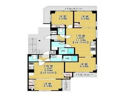 ガーネットコートII(3LDK/3階)の間取り写真