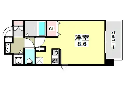 プレサンス三宮花時計前(ワンルーム/10階)の間取り写真