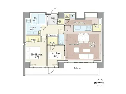 CLASSEUM仙台新寺通(2LDK/14階)の間取り写真