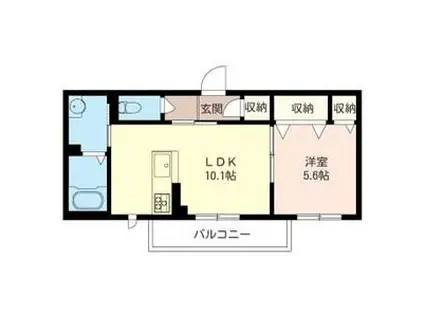 クロシェットVIII(1LDK/2階)の間取り写真