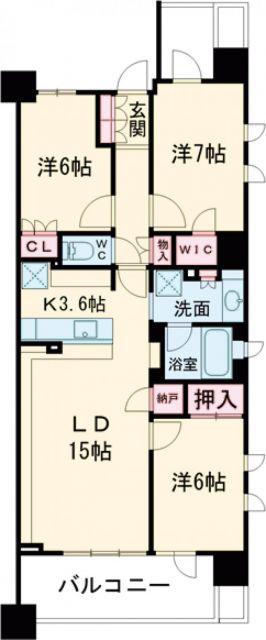 プラウドタワー春日井(3LDK/10階)の間取り写真