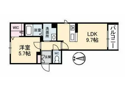 グランベレオ南手城(1LDK/3階)の間取り写真