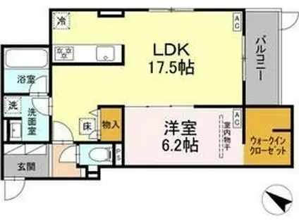 EUZAK RESIDENCE GIFU ウエスト(1LDK/1階)の間取り写真