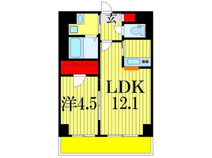 プレアデス津田沼(1LDK/1階)の間取り写真