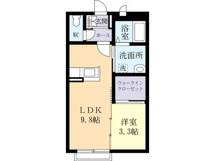 COURT MU(1LDK/2階)の間取り写真