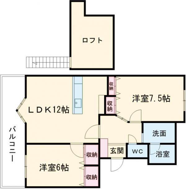 レイブリック東水町(2LDK/3階)の間取り写真