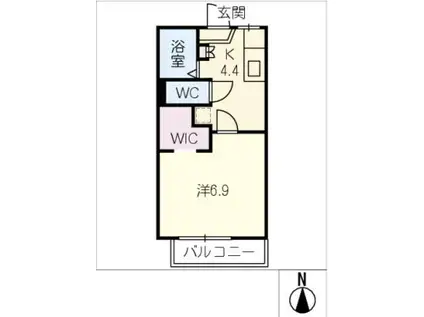 プラムコート(1K/2階)の間取り写真
