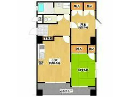 エクシード河辺(2LDK/5階)の間取り写真