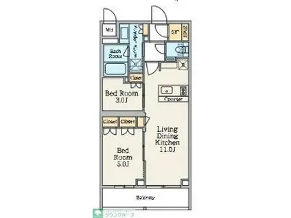 クレストコート池上六丁目(2LDK/4階)の間取り写真