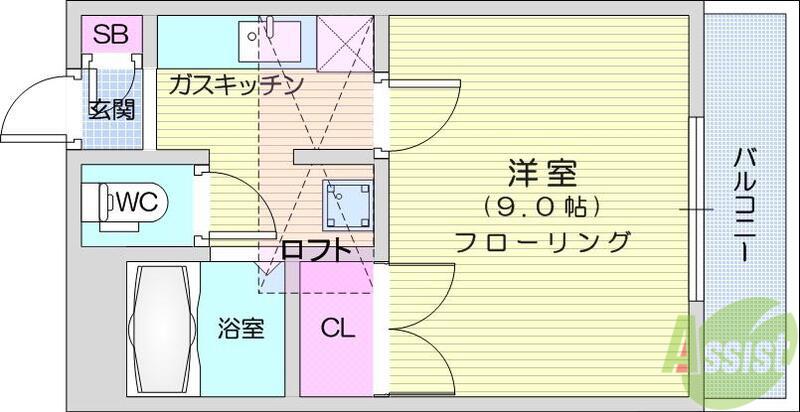 アトレー成田町(1K/2階)の間取り写真
