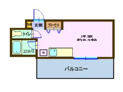 コーポサンライフ井土ヶ谷第二(ワンルーム/4階)の間取り写真