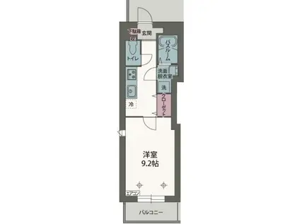 ベルウッドII(1K/4階)の間取り写真