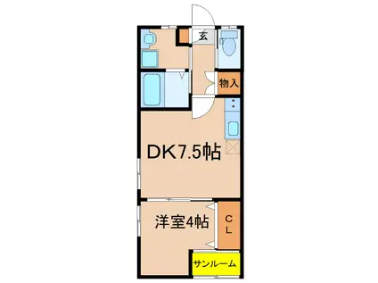 WINWIN札元E棟(1DK/2階)の間取り写真