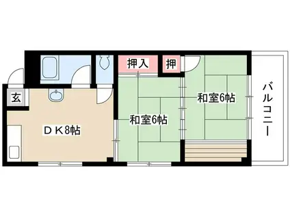 一社相互ビル(2DK/4階)の間取り写真