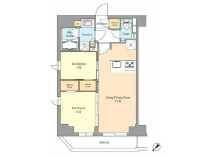 アイフラット渋谷西原(2LDK/2階)の間取り写真