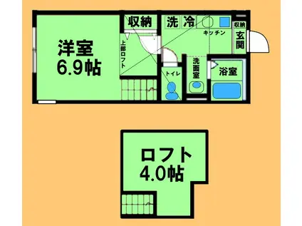 イディアス橋本2番館(1K/2階)の間取り写真