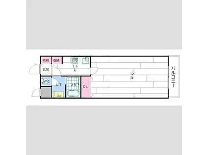 エルミーハイツ北12条(1K/3階)の間取り写真
