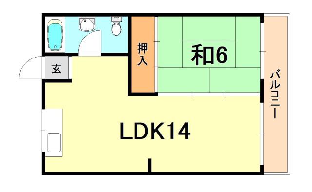 大幸ハイツ(1LDK/3階)の間取り写真