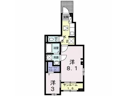 コンフォート・F(2K/1階)の間取り写真
