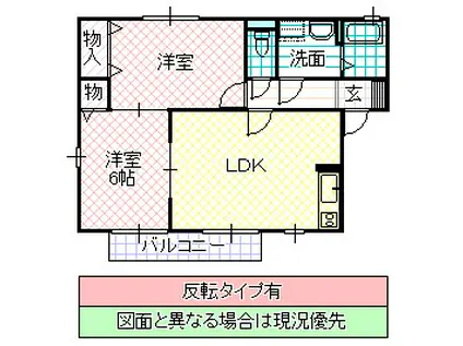 フローラ(2LDK/2階)の間取り写真