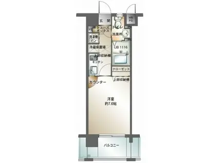 エンクレスト天神Ⅲ(1K/7階)の間取り写真