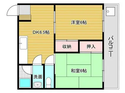 メゾンとおるA棟(2DK/2階)の間取り写真