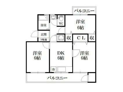 第二阿波ビル(3DK/4階)の間取り写真