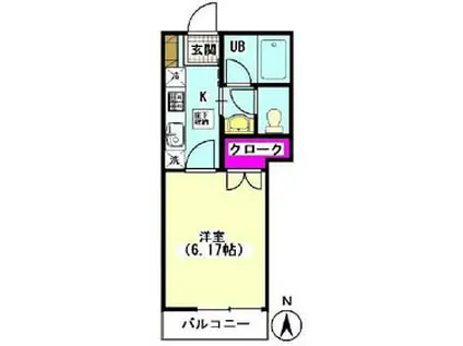 フェリーチェ糀谷(1K/1階)の間取り写真