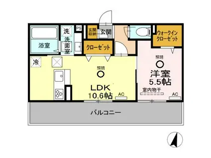 ラ・ルーチェ (1LDK/1階)の間取り写真