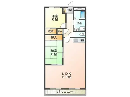 ルポール東浜(2LDK/4階)の間取り写真