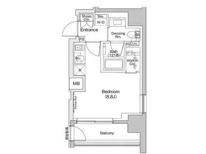 ザ・パークハビオ入谷(ワンルーム/11階)の間取り写真