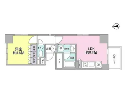 グランカーサ新宿御苑(ワンルーム/9階)の間取り写真