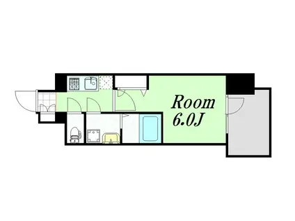 レジュールアッシュOSAKAGATEWAY(1K/4階)の間取り写真