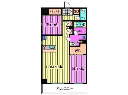 LA CLAIR 南浦和(2LDK/3階)の間取り写真