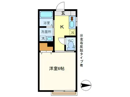 コンフォート・K(1K/2階)の間取り写真