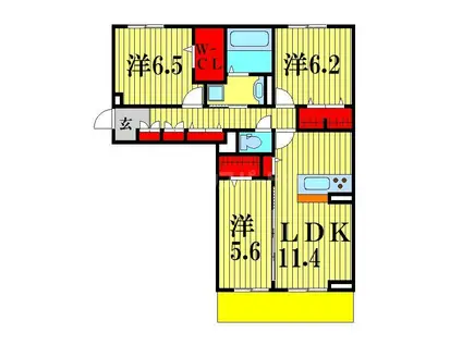 グリシーナ(3LDK/1階)の間取り写真